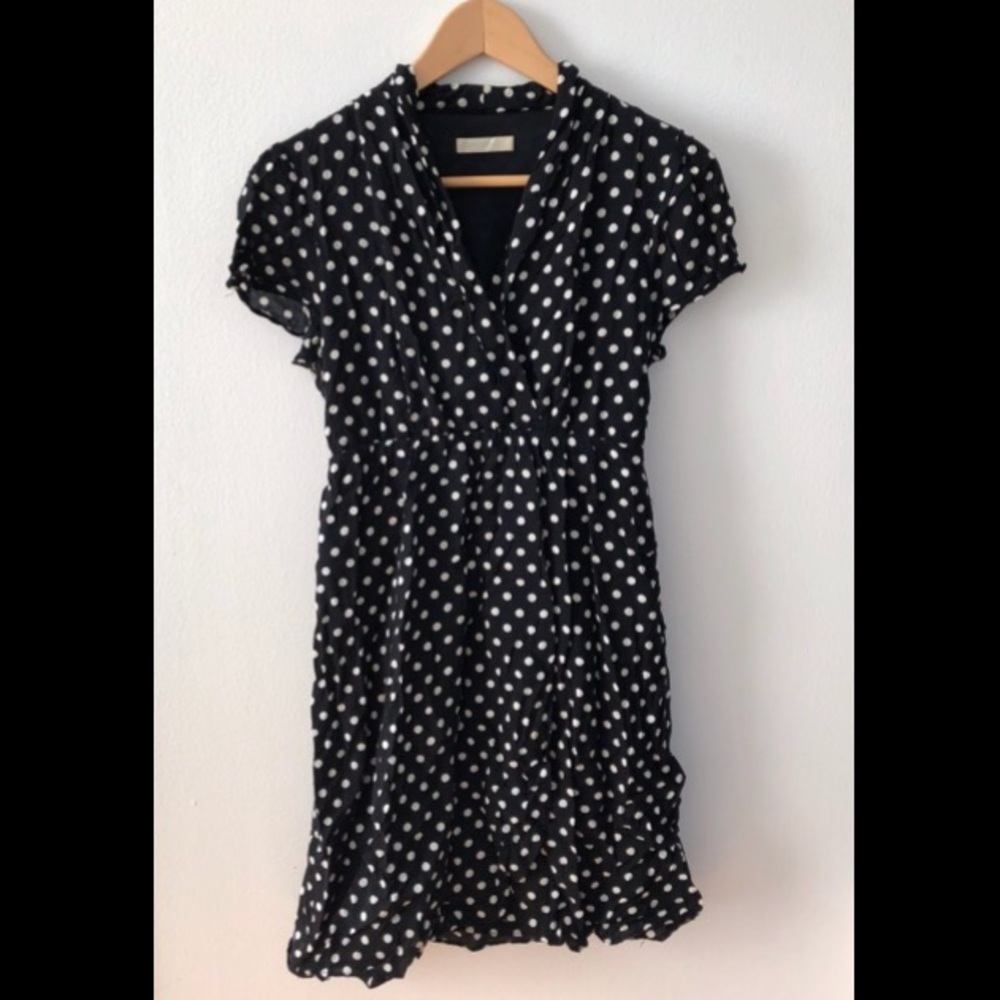 V-neck polka dot dress
